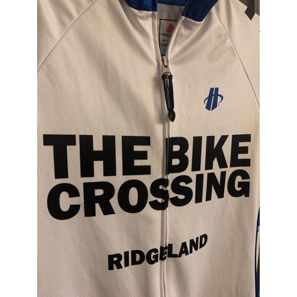 Hincapie “The Bike Crossing” bikers shirt men’s small, blue and white (bin J) - Picture 2 of 5